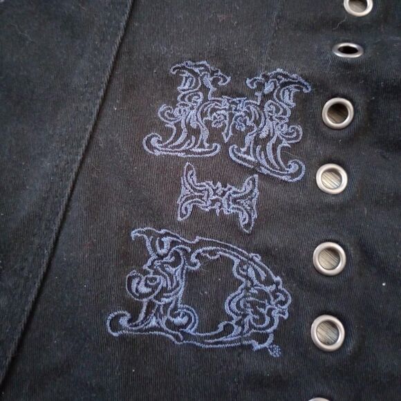 Y2K Harley Davidson Black Lace-Up Grunge Vest - Picture 3 of 4